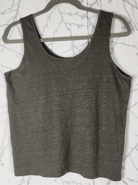 Frank & Oak Olive Green 100% Linen Round Neck Tank